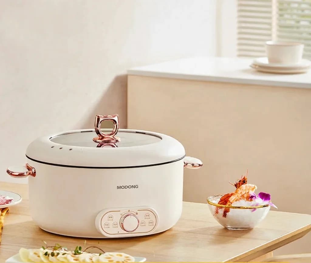 6L Elektrischer Hot Pot mit Dämpfeinsatz, antihaftbeschichtet