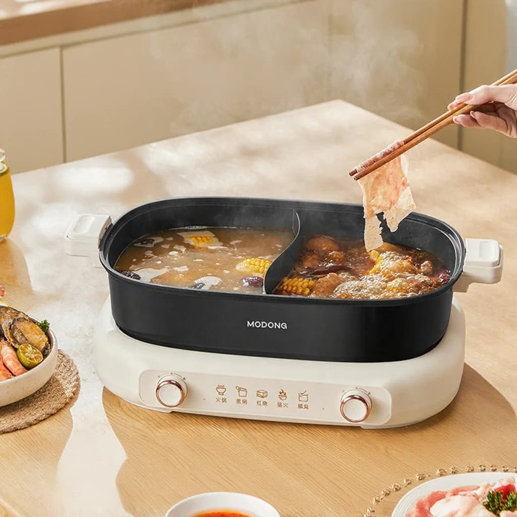 Geteilter Elektro-Hotpot 7L mit Trennwand und Doppel-Temperaturregelung