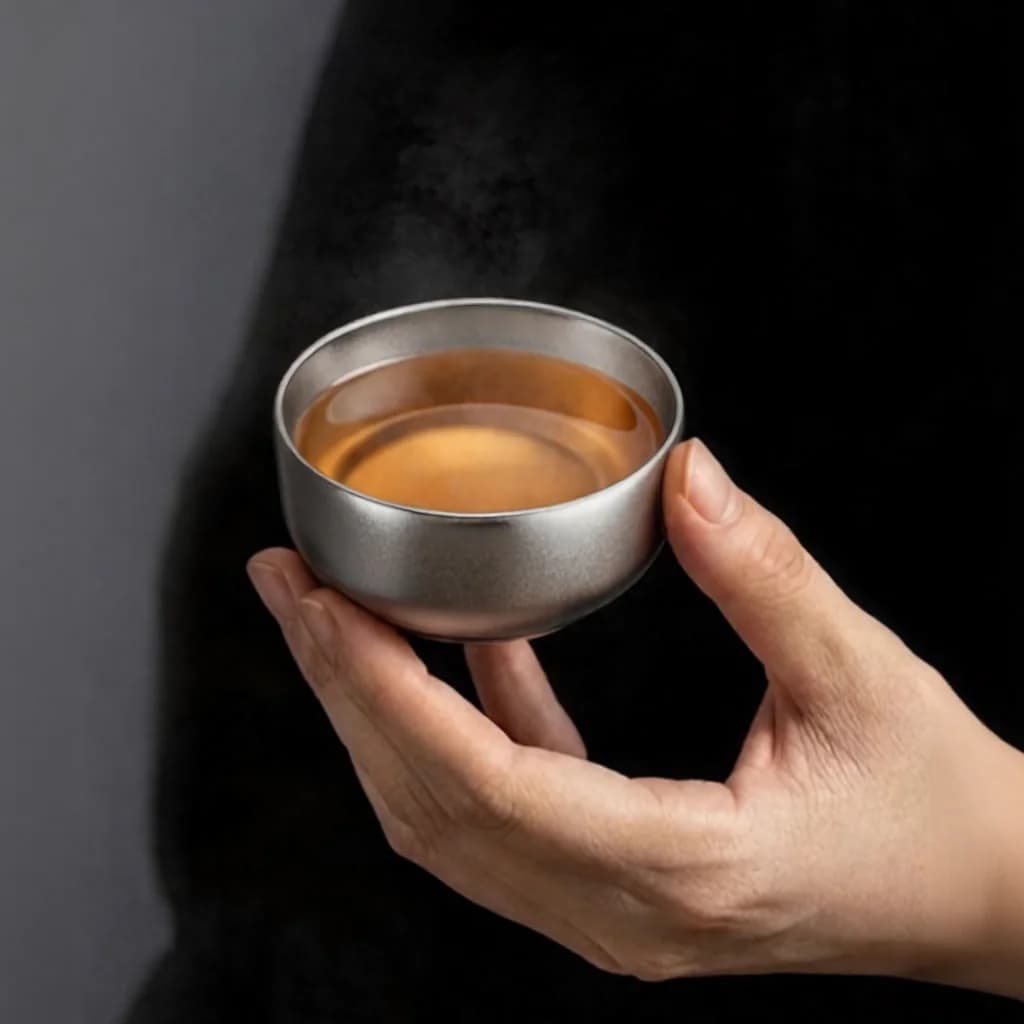 Reines Titan Gongfu-Teetassenset 55ml handgefertigt, schlicht