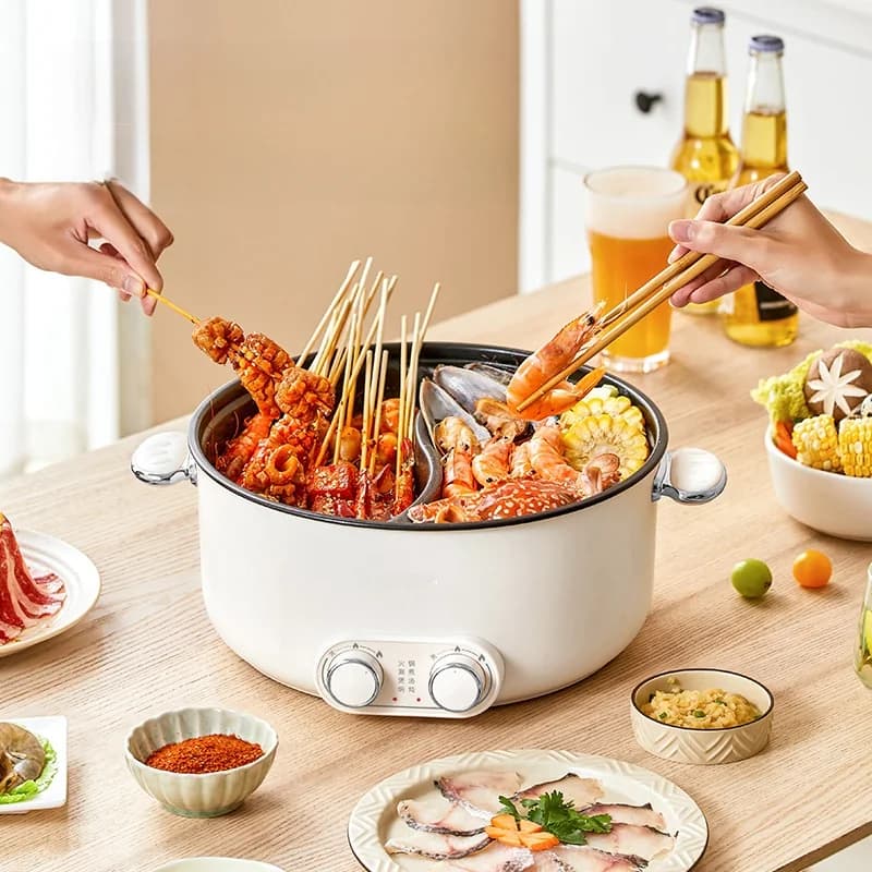 Elektrischer Doppelkoch-Hotpot mit 6L großem Fassungsvermögen, antihaftbeschichtet