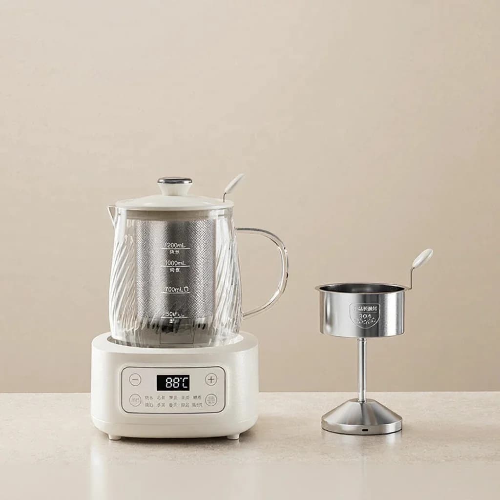 Glas-Elektro-Health-Topf mit Temperaturregelung 1.2L