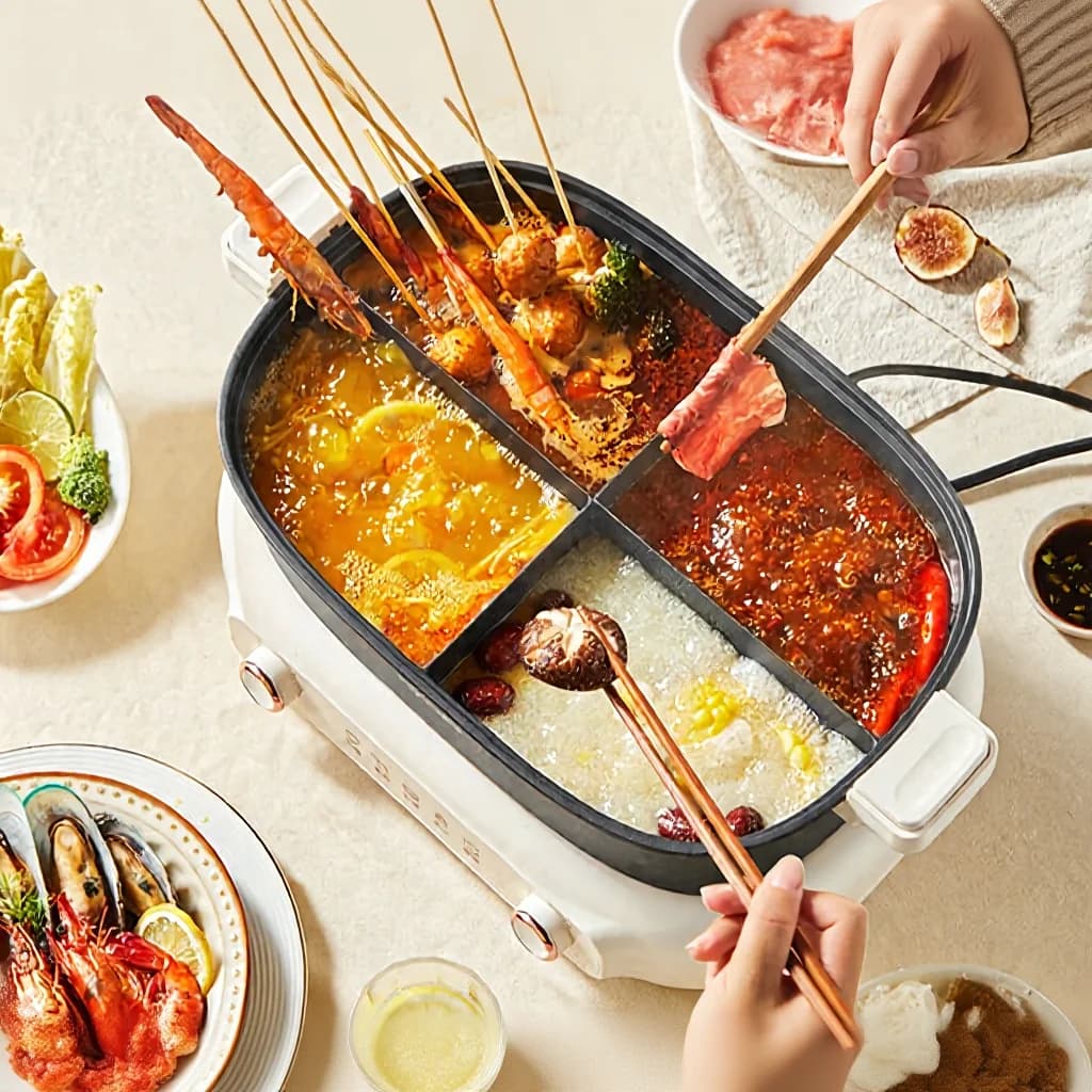 Geteilter Elektro-Hotpot 7L mit Trennwand und Doppel-Temperaturregelung