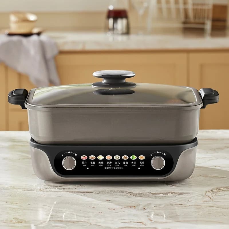 Elektrischer geteilter Hot Pot, Doppelknopf-Steuerung, 8L, Schwarz