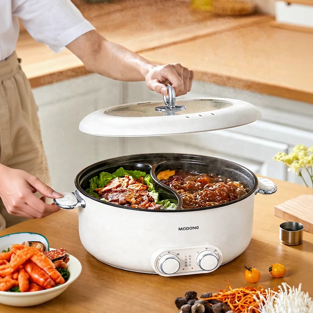 Elektrischer Doppelkoch-Hotpot mit 6L großem Fassungsvermögen, antihaftbeschichtet