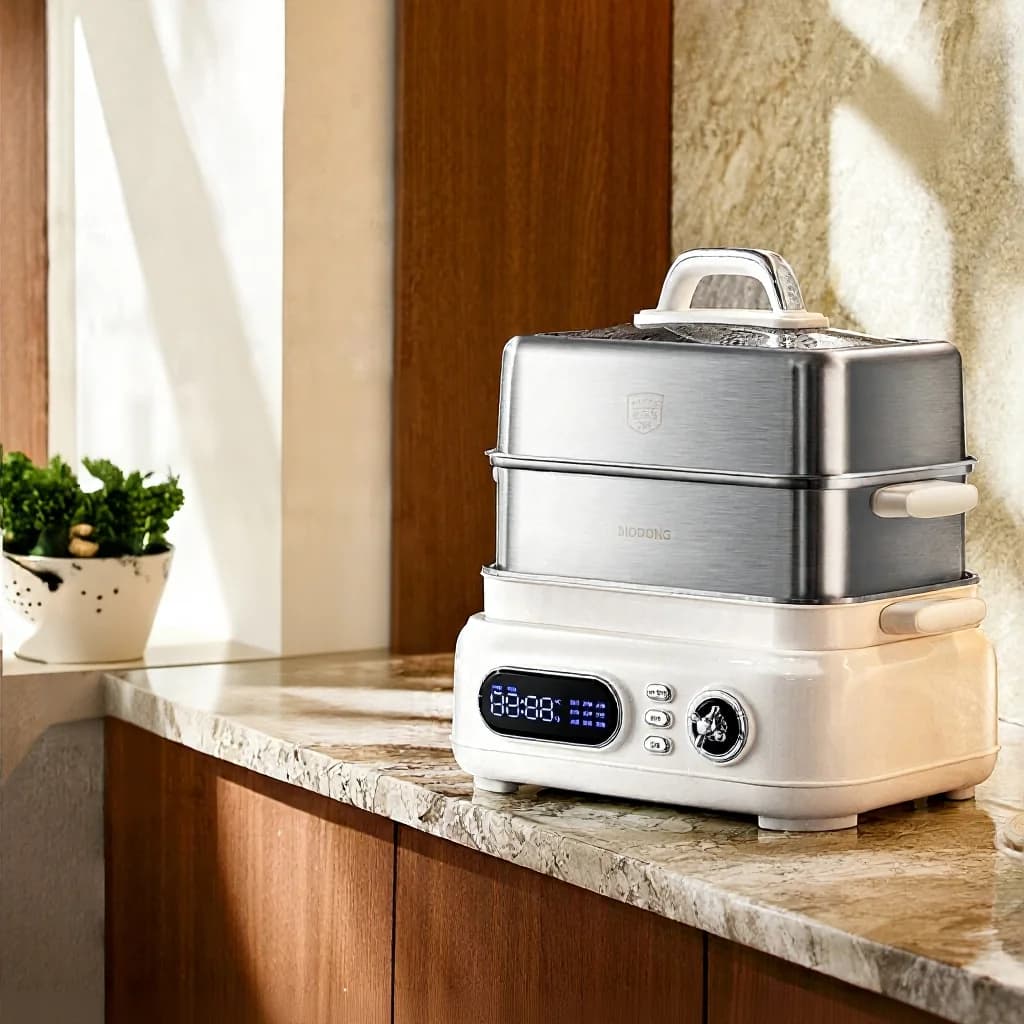Elektrischer 3-Etagen-Dampfgarer aus Edelstahl, 18L, 220V, 1500W