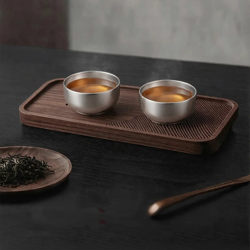 Reines Titan Gongfu-Teetassenset 55ml handgefertigt, schlicht