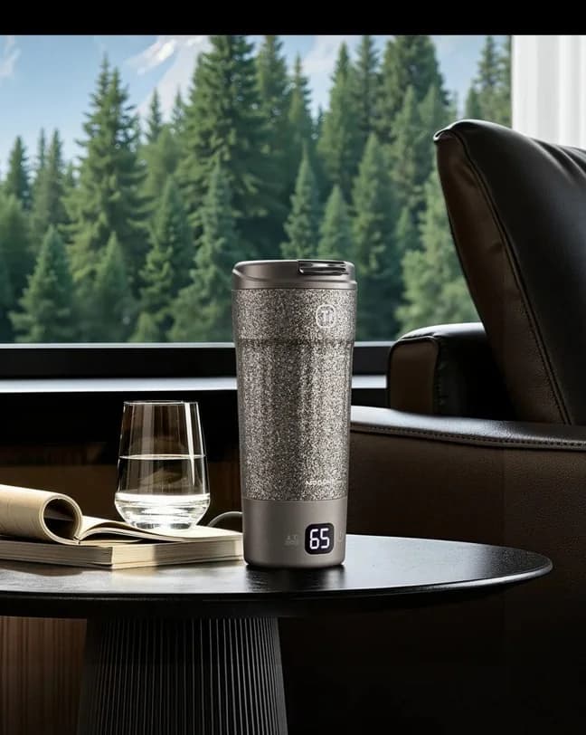 Titanium-Elektro-Reisebecher 400ml mit Temperaturanzeige