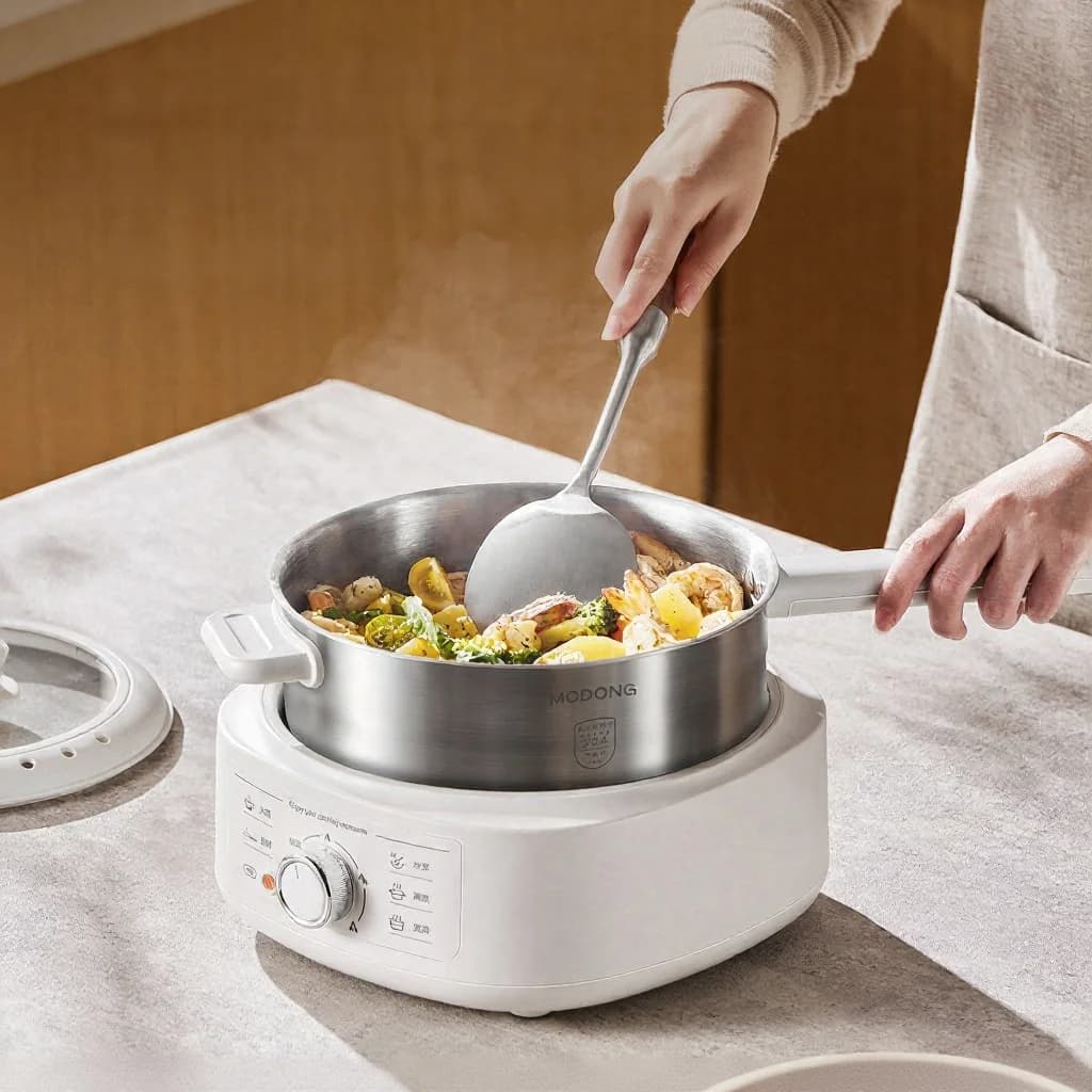 Elektrischer Hot Pot aus Edelstahl mit Dampfeinsatz, 3L, 220V