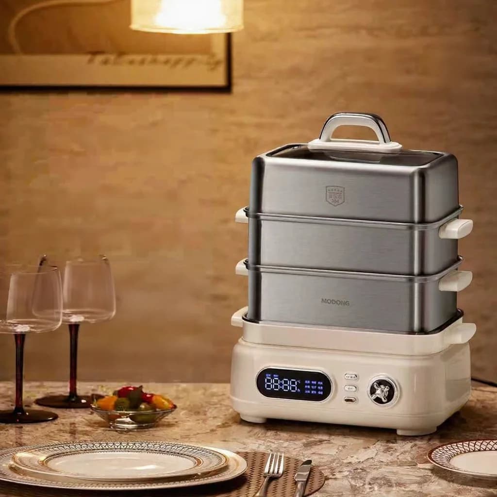 Elektrischer 3-Etagen-Dampfgarer aus Edelstahl, 18L, 220V, 1500W