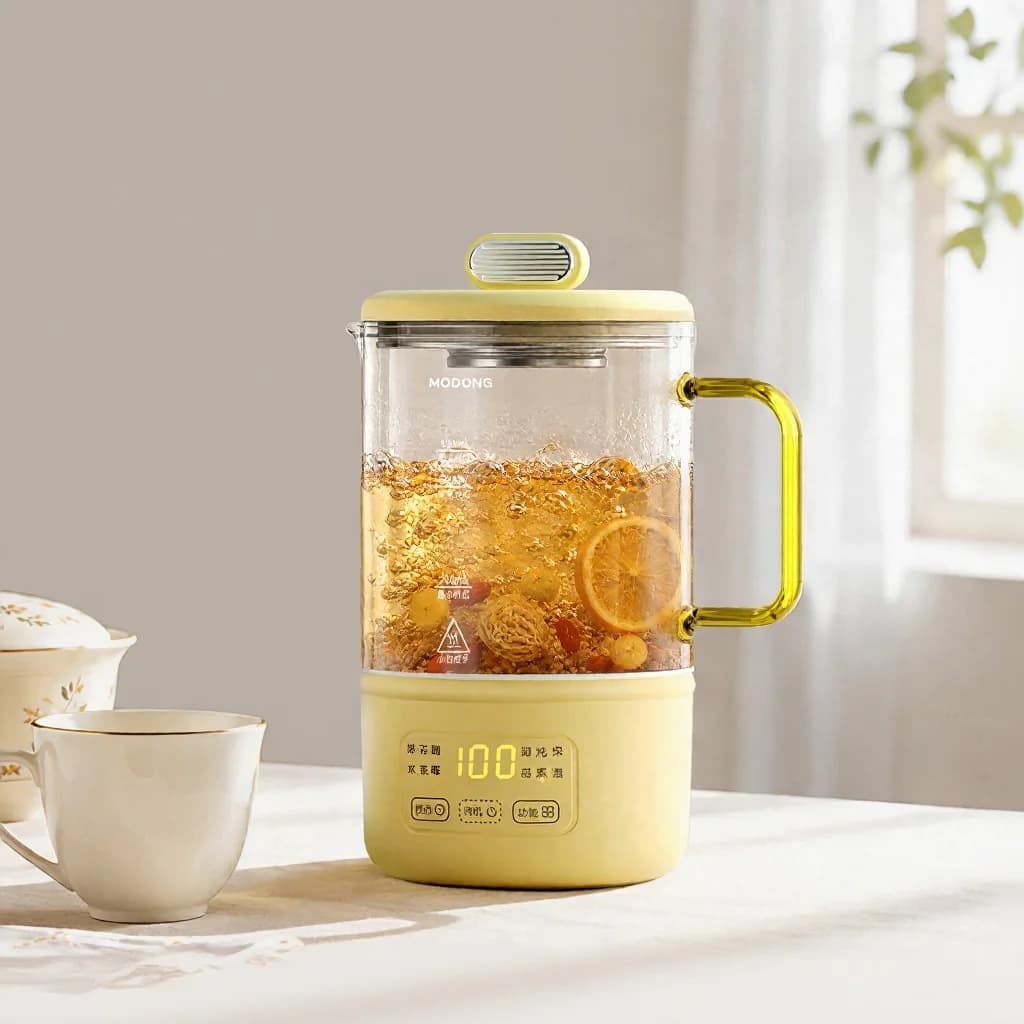 Glas-Elektro-Kochtopf 600ml 500W mit Warmhalte- und Timerfunktion