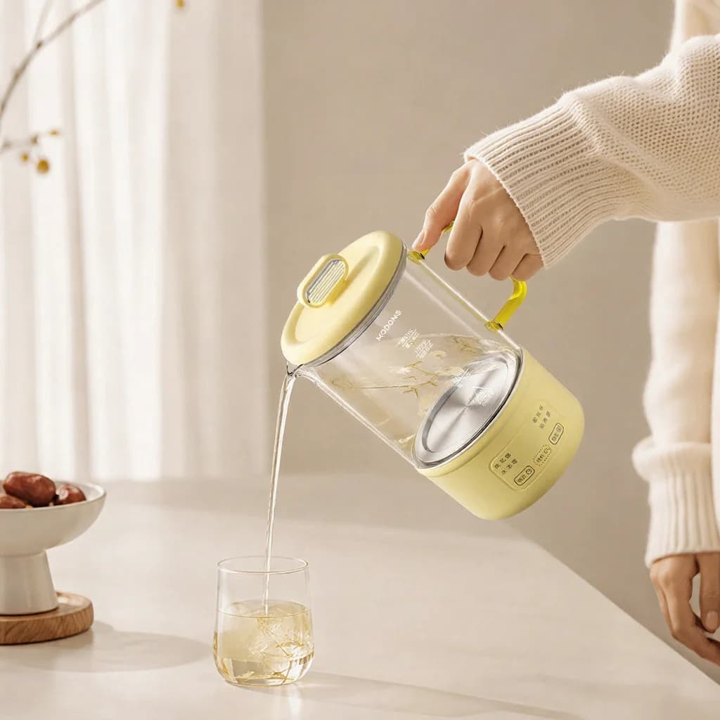 Glas-Elektro-Gesundheitstopf 600ml 500W mit Warmhaltefunktion und Timer