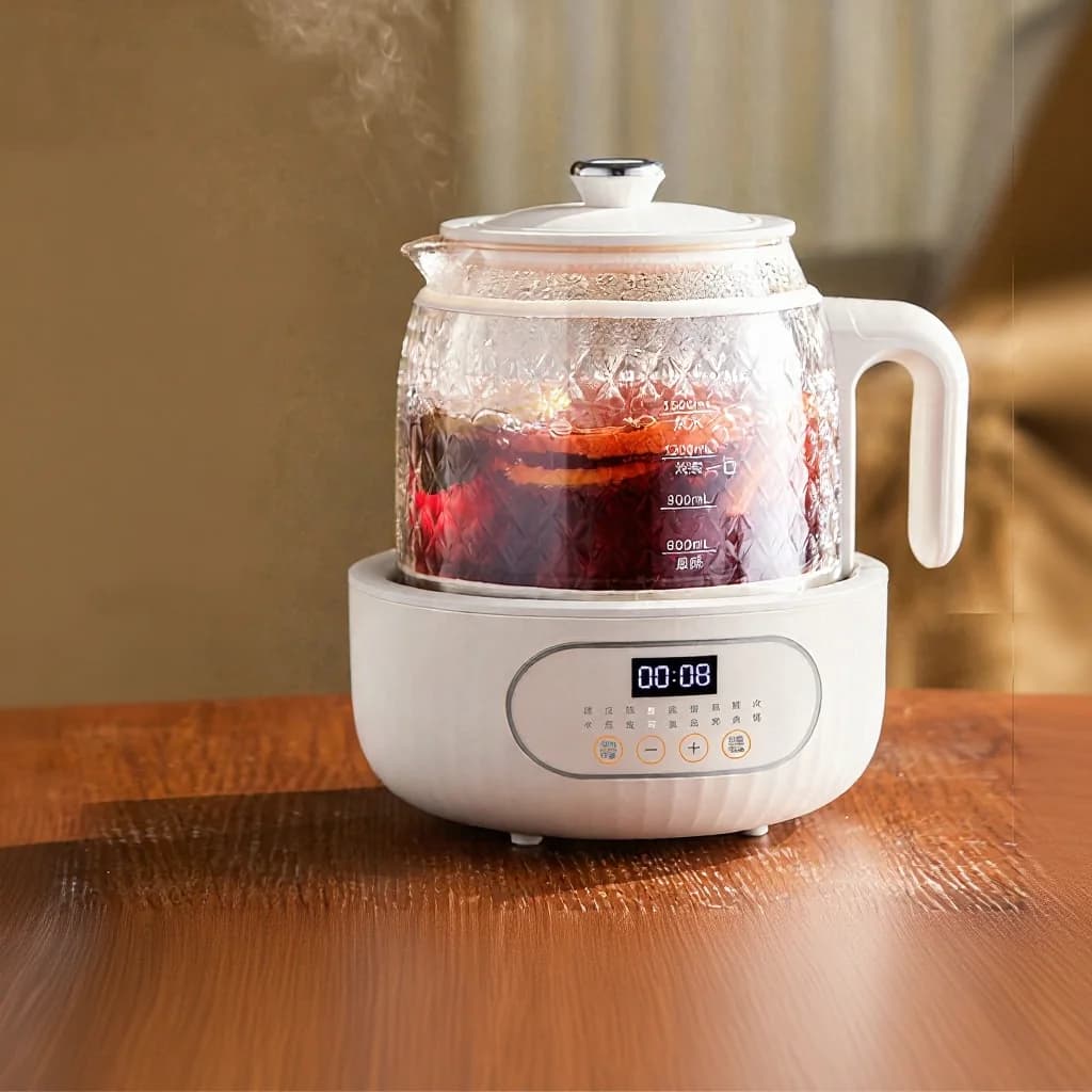 Glas-Elektro-Health-Topf mit Temperaturregelung 1.2L
