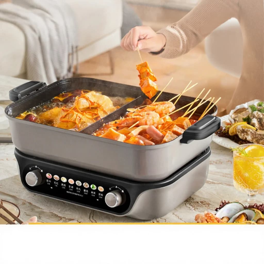 Elektrischer geteilter Hot Pot, Doppelknopf-Steuerung, 8L, Schwarz