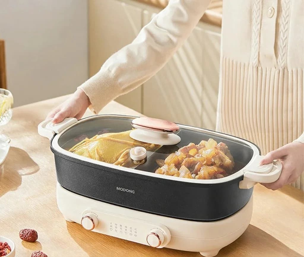 Geteilter Elektro-Hotpot 7L mit zwei Zonen und unabhängiger Temperaturregelung