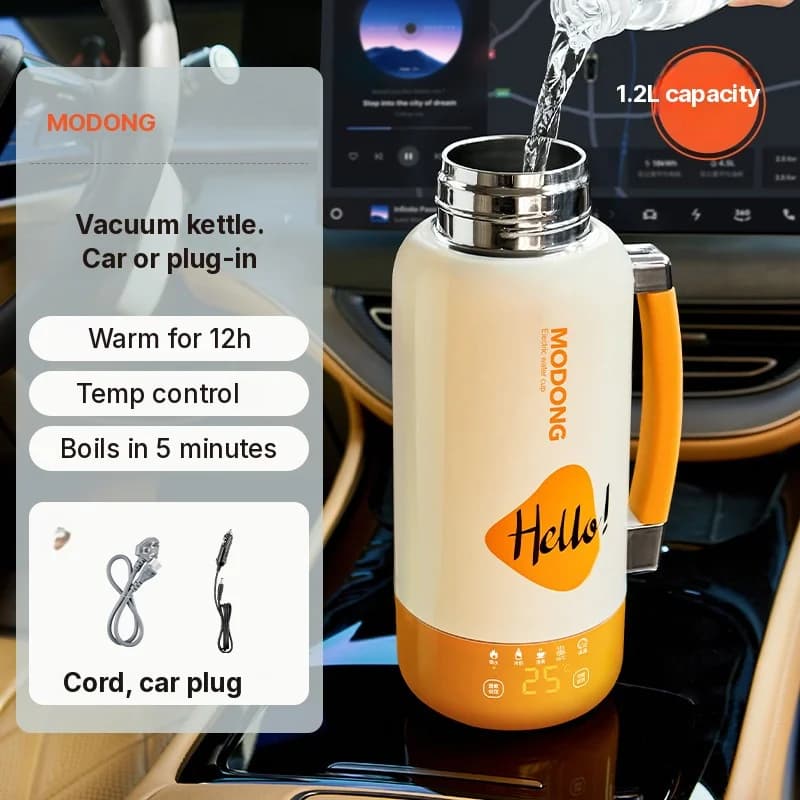 Tragbarer elektrischer Heizkessel-Becher fürs Auto und Netzbetrieb 1L 316 Edelstahl