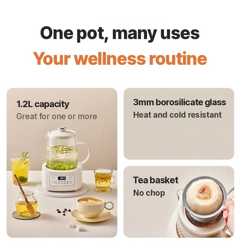 Glas-Elektro-Health-Pot 1-1.5L Touch-Bedienung für Tee