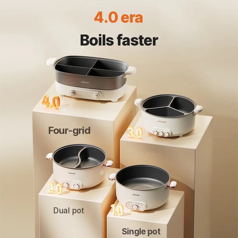 Elektrischer Hot Pot 7L mit Trennwand oder Vier-Fächer-Design, 220V, geteiltem Topf