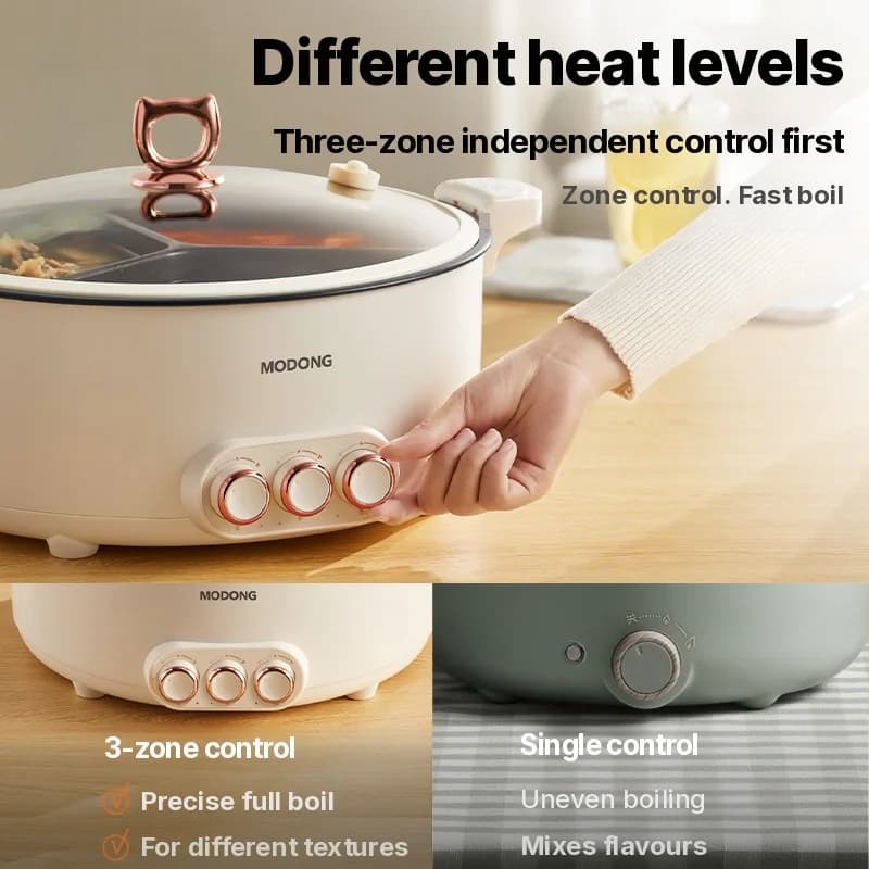 Elektrischer Hot Pot mit Trennwand, 6L-8L, 220V, für 5-6 Personen