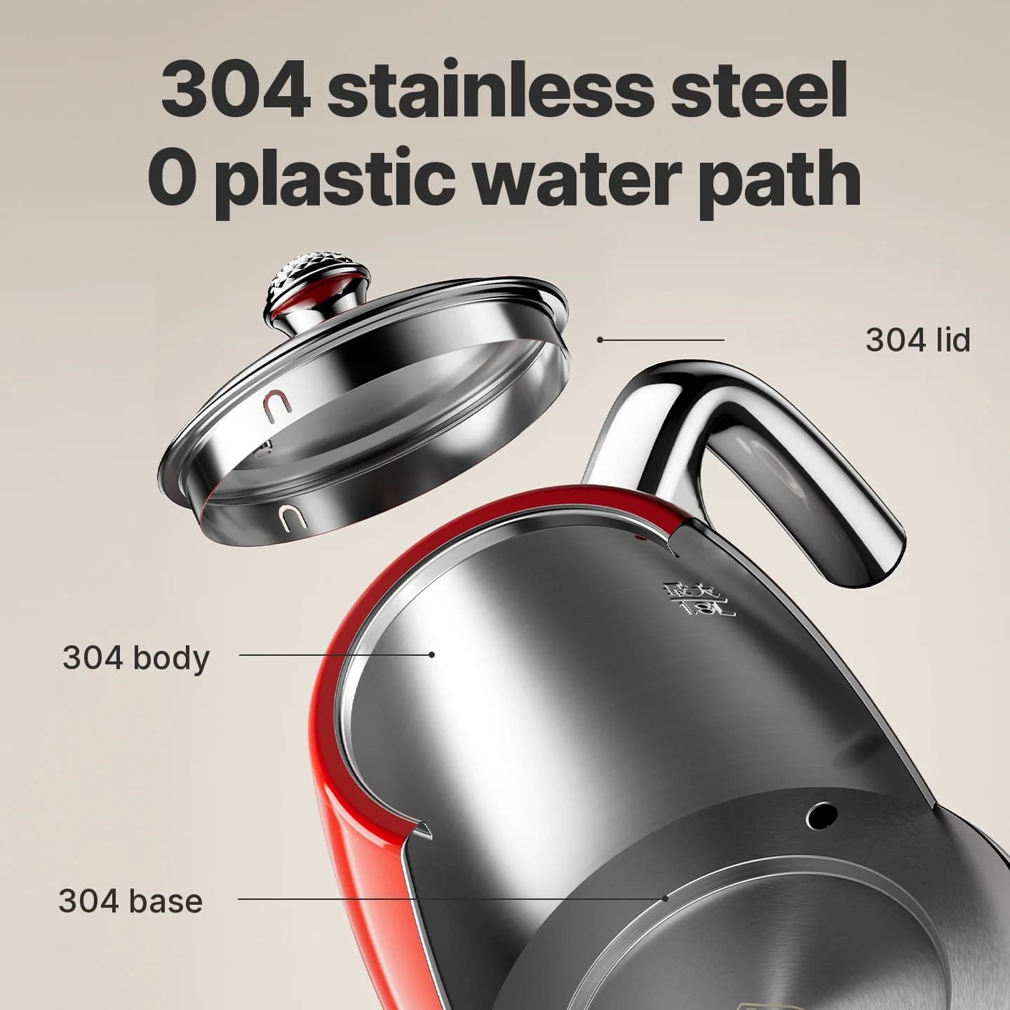Edelstahl-Wasserkocher mit Temperaturanzeige 1,8L
