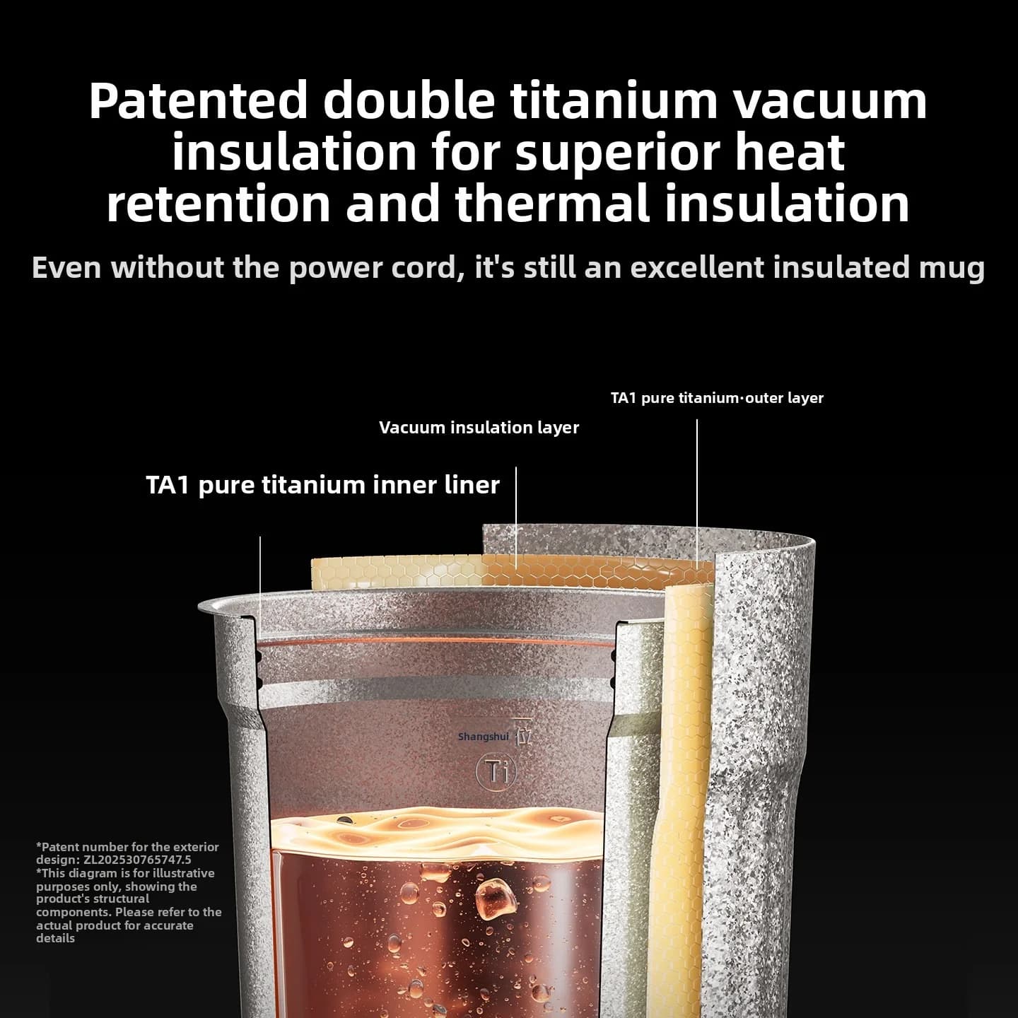 Tragbarer elektrischer Heizbecher aus Titan 400ml Temperaturanzeige