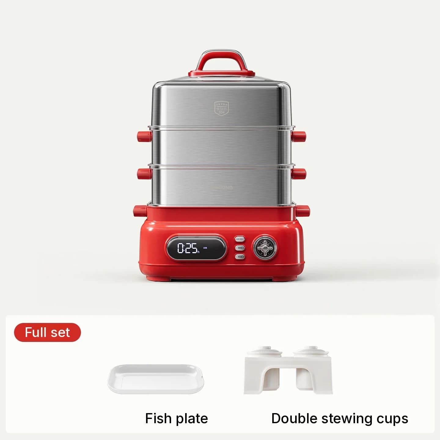 Elektrischer 3-Etagen-Dampfgarer aus Edelstahl, 18L, 220V, 1500W