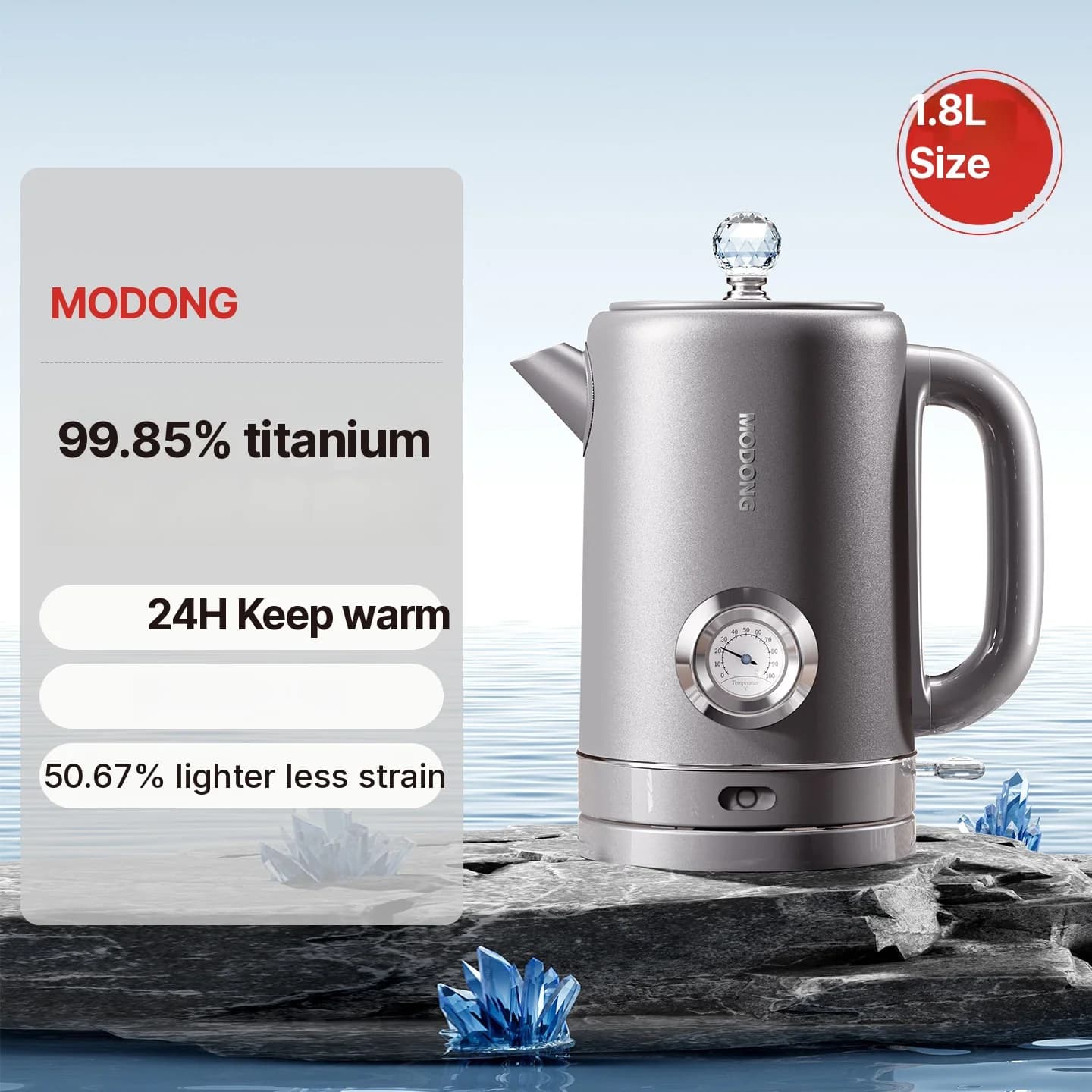 304 Edelstahl Wasserkocher 1.8L Warmhaltefunktion 1500W