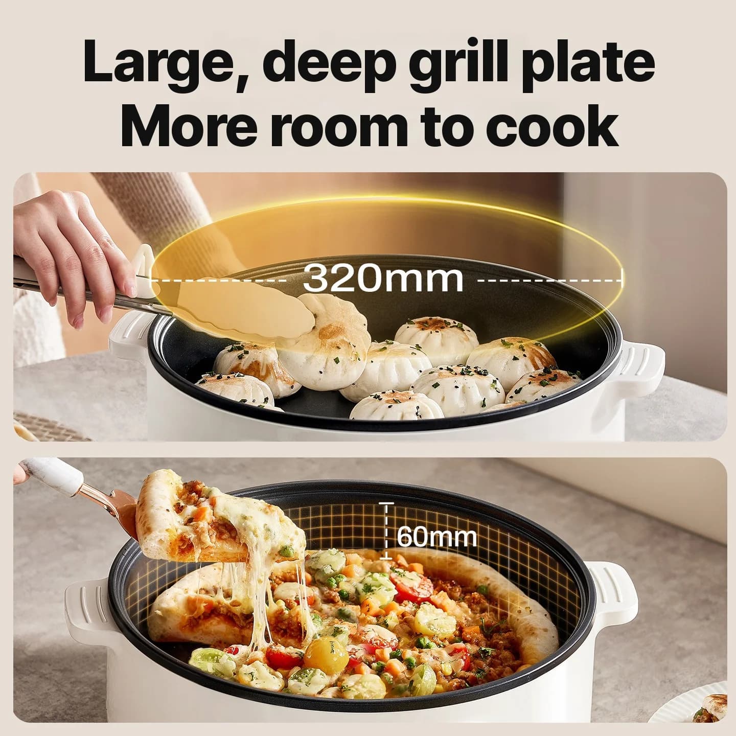Beidseitige Elektro-Grillplatte 4L, Antihaft, 1800W