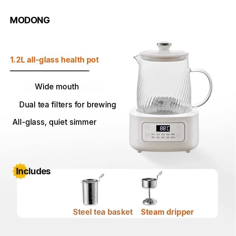 Glas-Elektro-Health-Pot 1-1.5L Touch-Bedienung für Tee