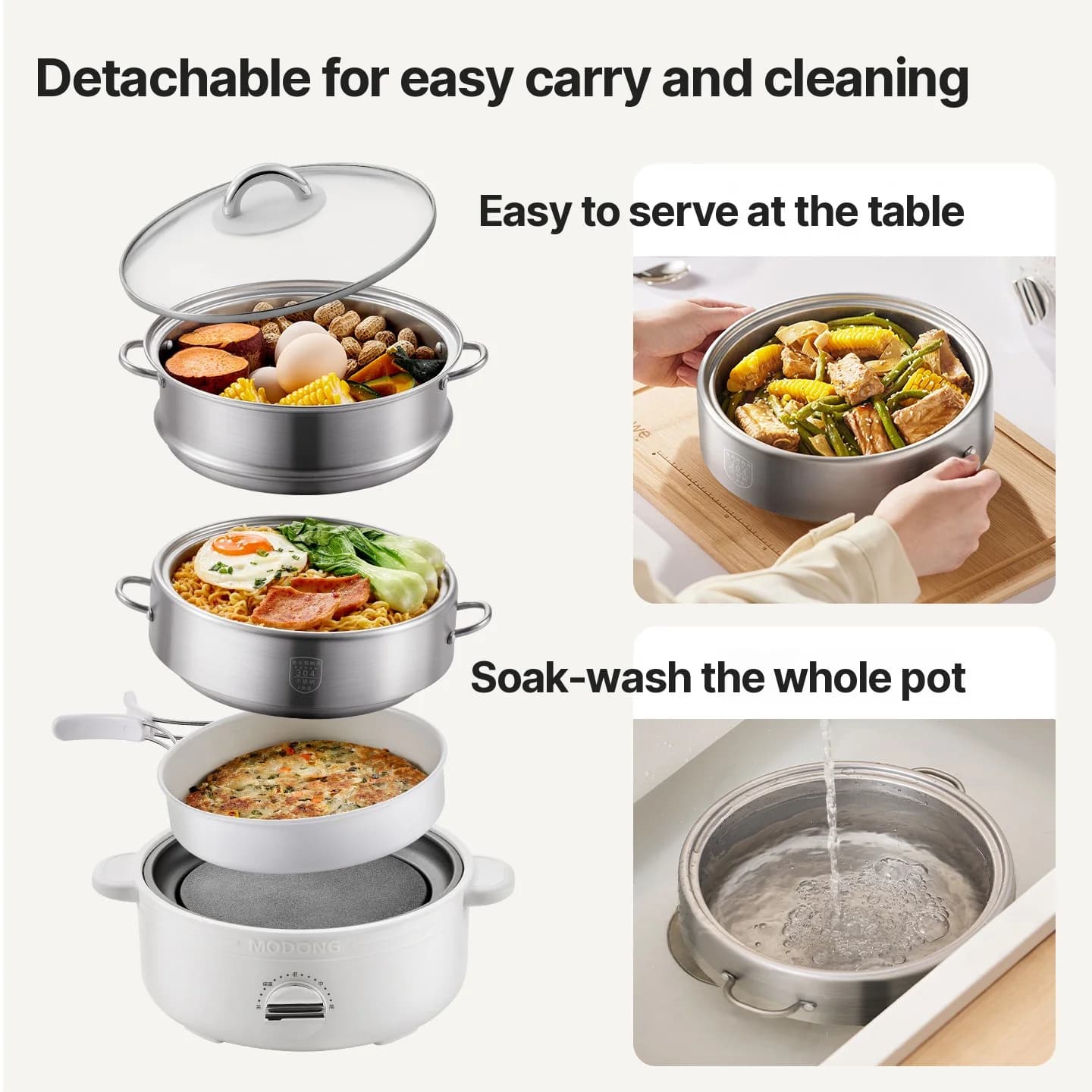 Geteilter Elektrischer Hot Pot, Edelstahl, 2L, 3 Heizstufen