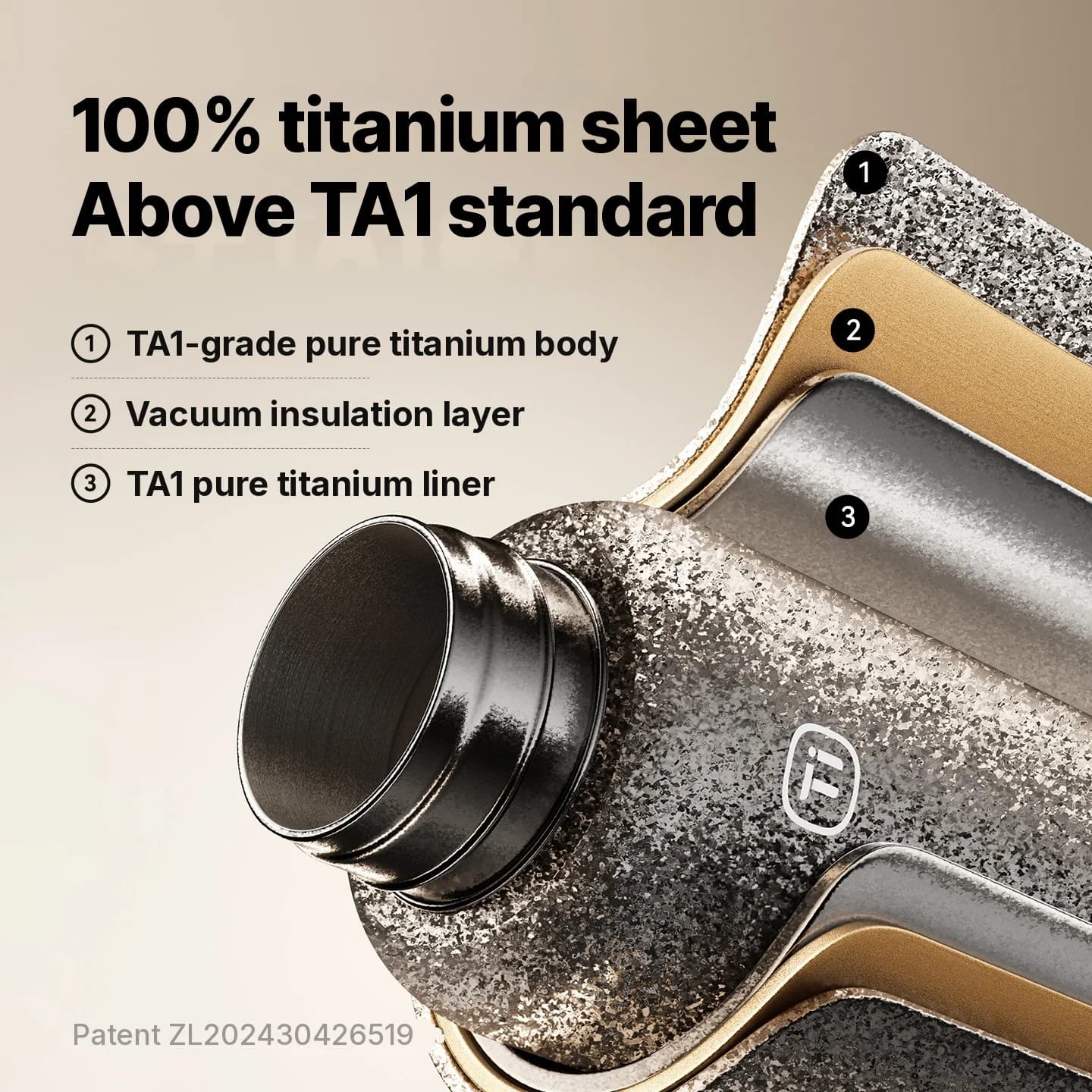 Pure Titanium Elektro-Heizbecher mit Isolierung 1200ml