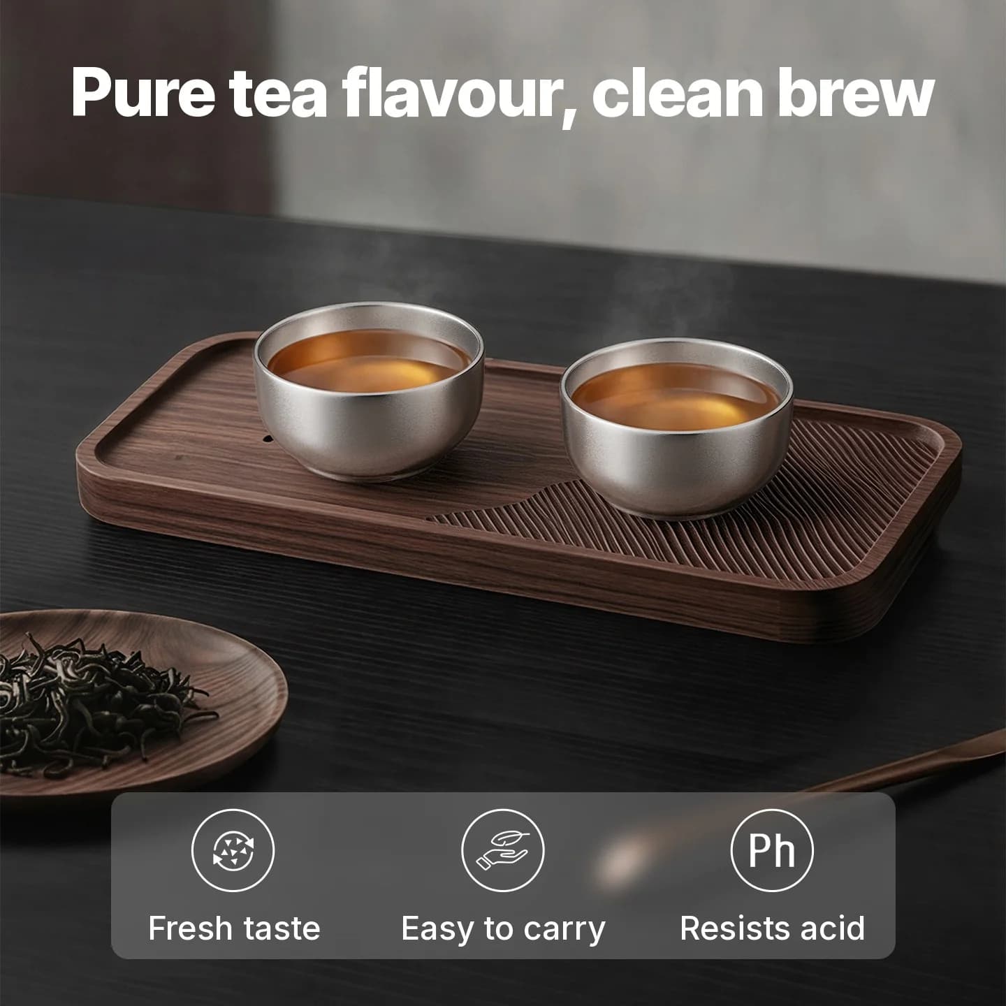 Reines Titan Gongfu-Teetassenset 55ml handgefertigt schlicht