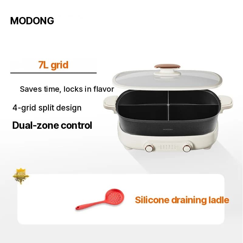 Elektrischer Hot Pot 7L mit Trennwand oder Vier-Fächer-Design, 220V, geteiltem Topf