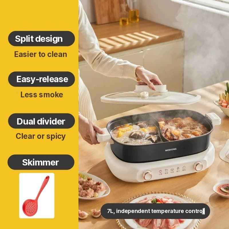 Geteilter Elektro-Hotpot 7L mit zwei Zonen und unabhängiger Temperaturregelung