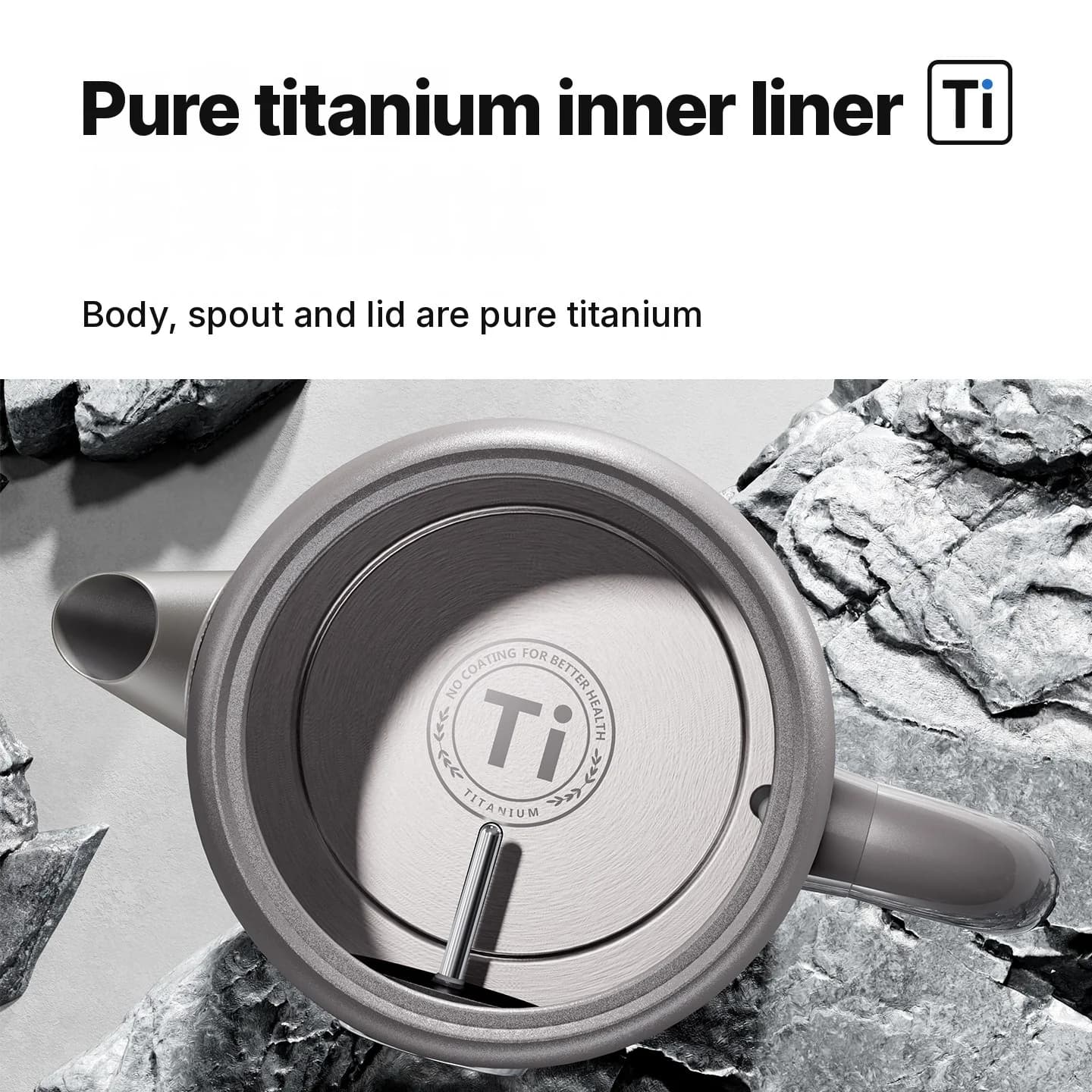 Reiner Titan-Wasserkocher 1.8L mit Temperaturanzeige