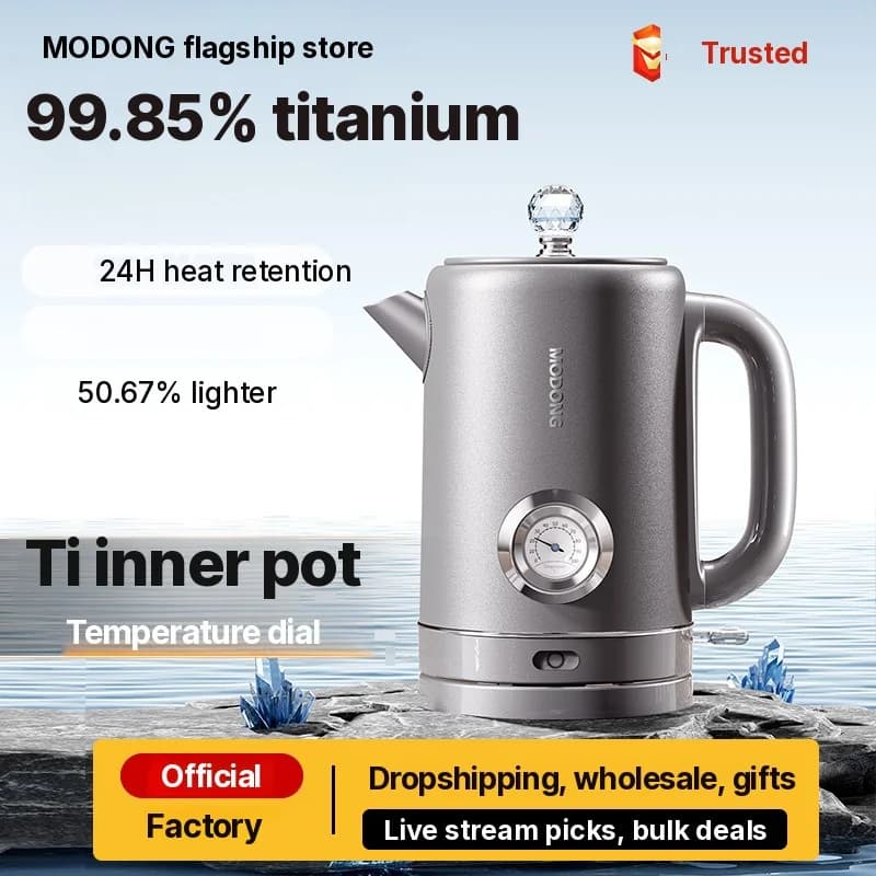 Reiner Titan-Wasserkocher 1.8L mit Temperaturanzeige