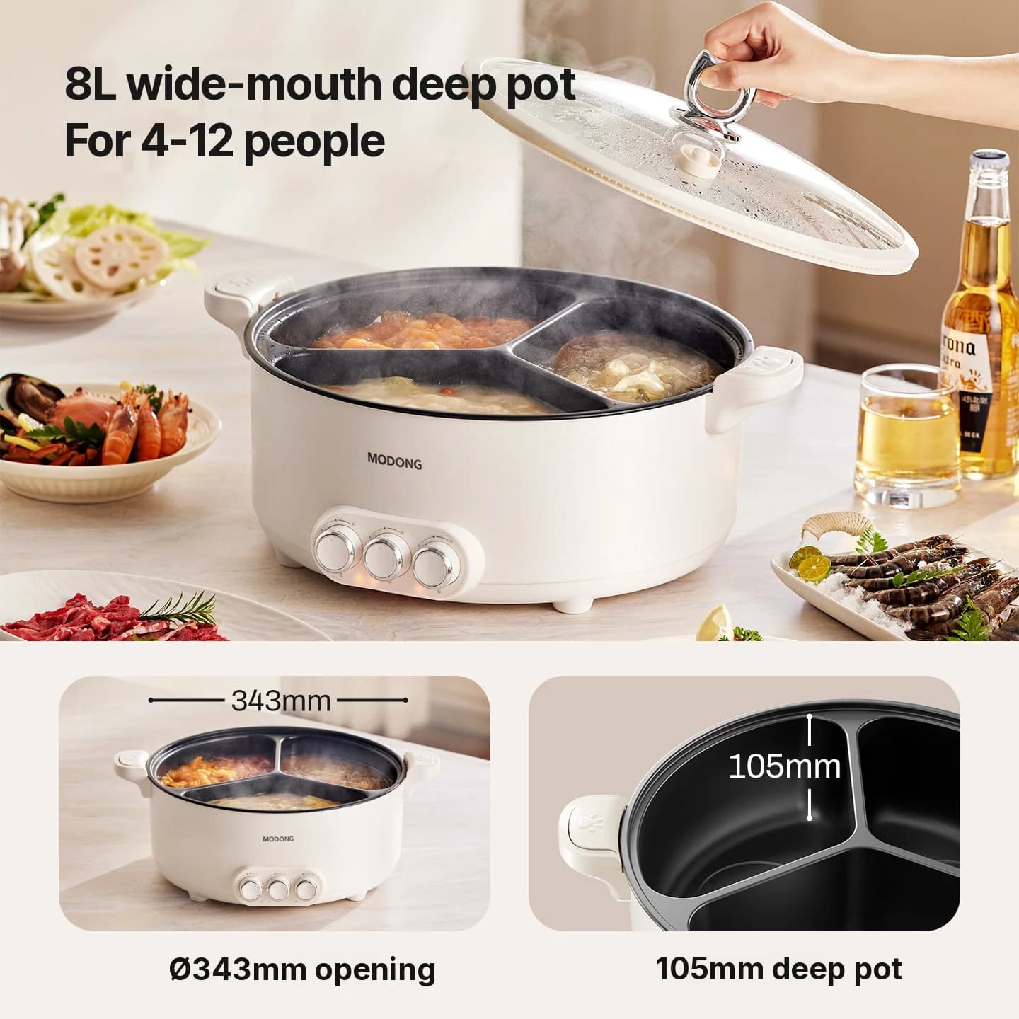 Elektrischer Hot Pot mit Trennwand, 5.6L/8L, 220V