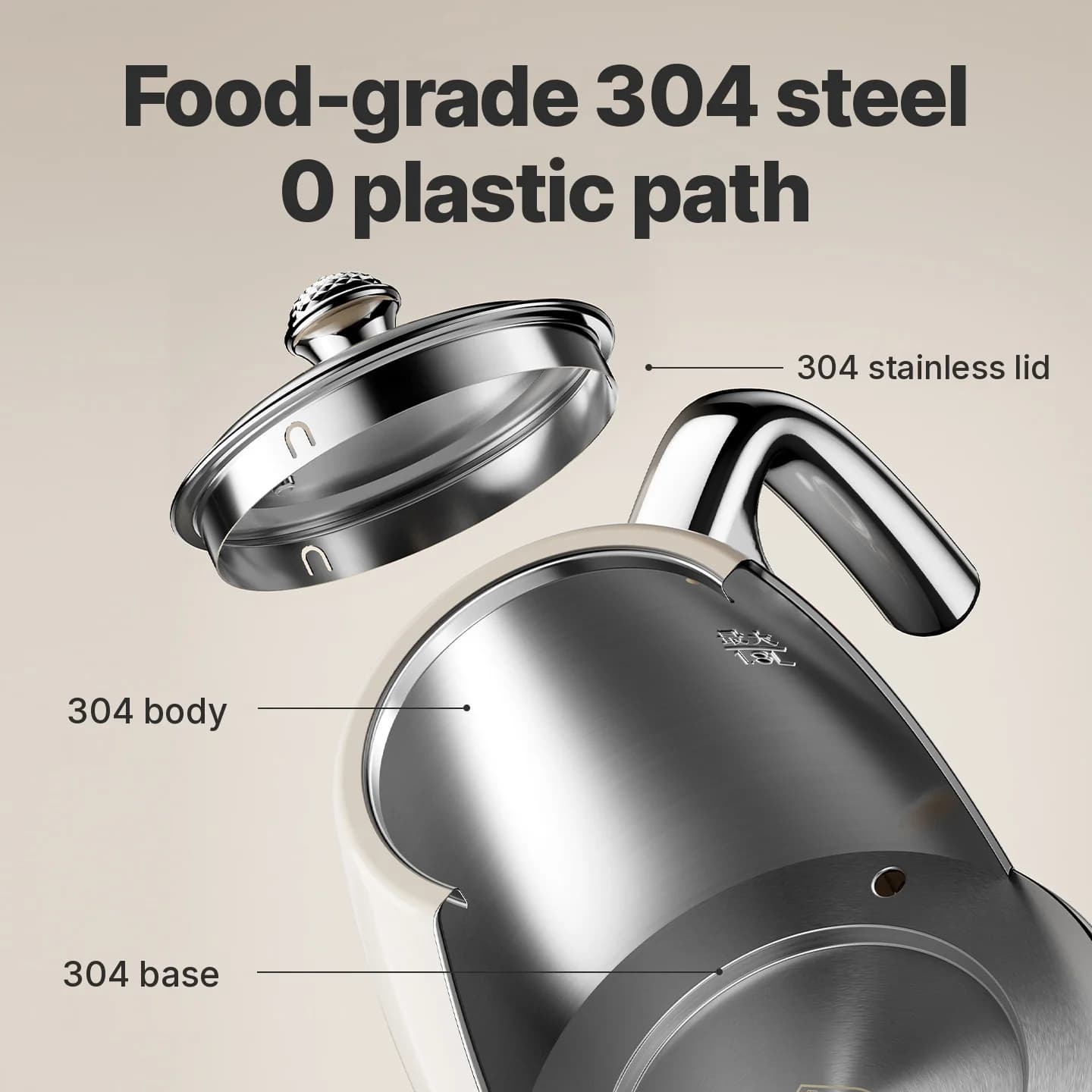 304 Edelstahl-Wasserkocher mit Temperaturanzeige