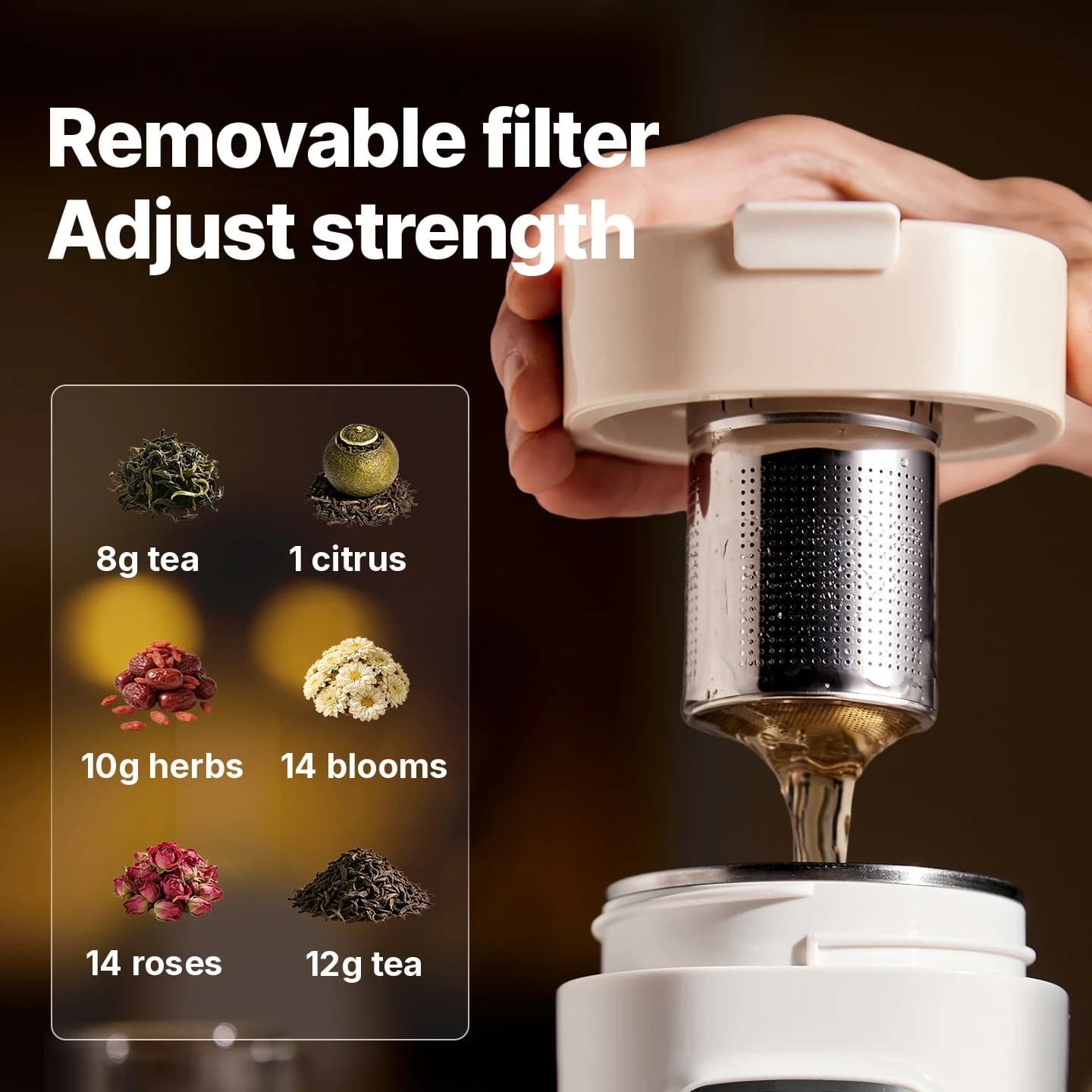 Tragbarer elektrischer Wasserkocher-Becher mit Filter, 220V