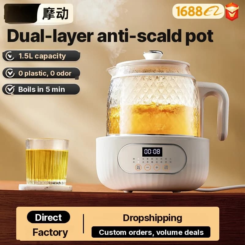 Glas-Elektro-Health-Pot mit doppelter Verbrühschutzschicht