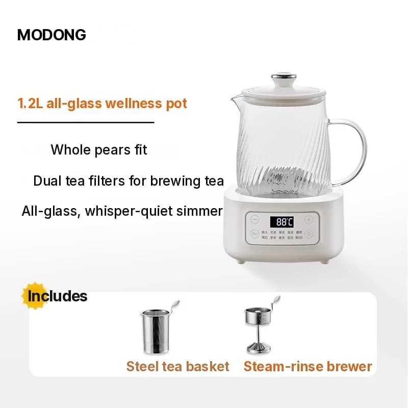 Glas-Elektro-Gesundheitstopf 1-1.5L Touch-Bedienung für Tee