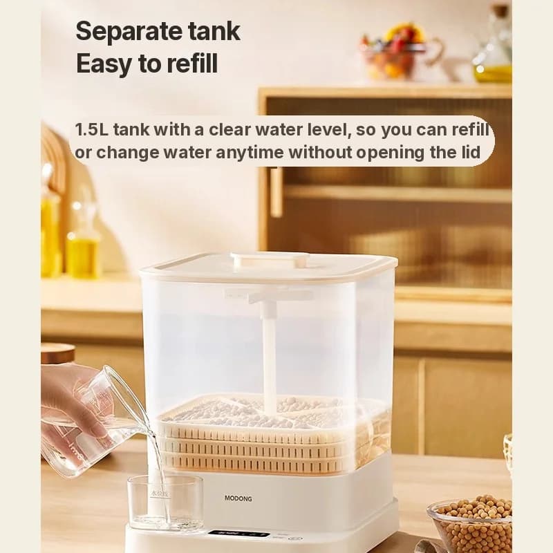Elektrischer Sprossenzüchter für Zuhause, 1,5 L, 20 W, 3 Schichten