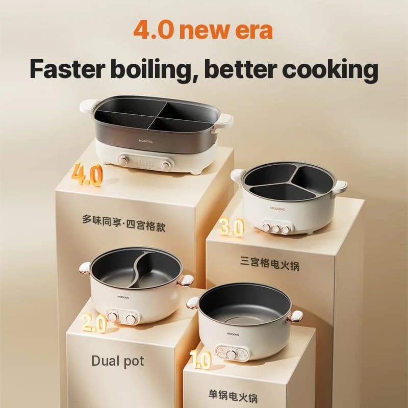 Elektrischer Hot Pot 7L mit Trennwand oder Vier-Fächer-Design, 220V, geteiltem Topf