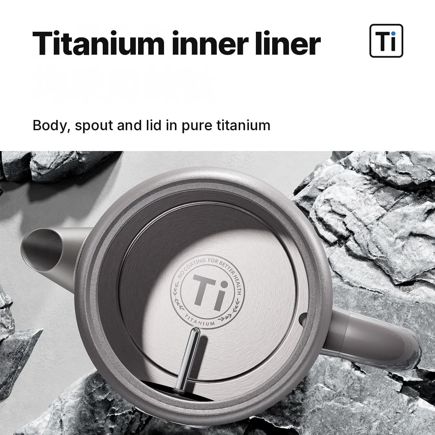 Reiner Titan-Wasserkocher 1.8L mit Temperaturanzeige