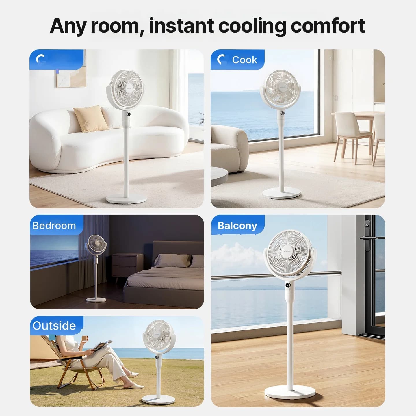 Tischluftumwälzventilator mit Sprachsteuerung und Oszillation