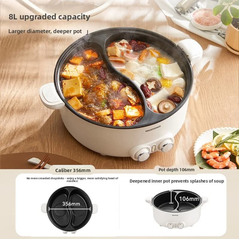 8L Elektrischer Dual-Zone Hot Pot mit einstellbarer Temperatur
