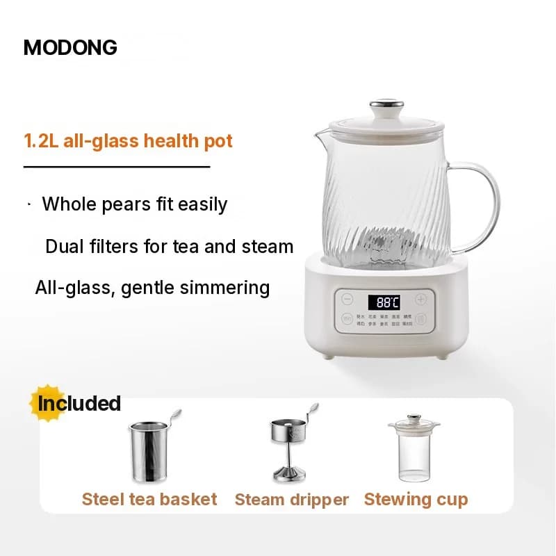 Glas-Elektro-Health-Pot 1-1.5L Touch-Bedienung für Tee