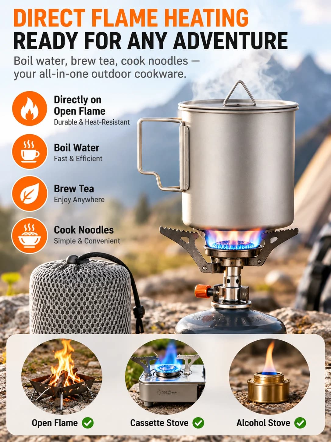 Faltbarer Campingbecher aus reinem Titan