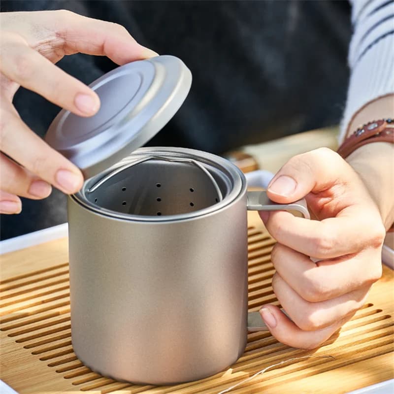 450ml Reiner Titan-Teebecher mit Teefilter