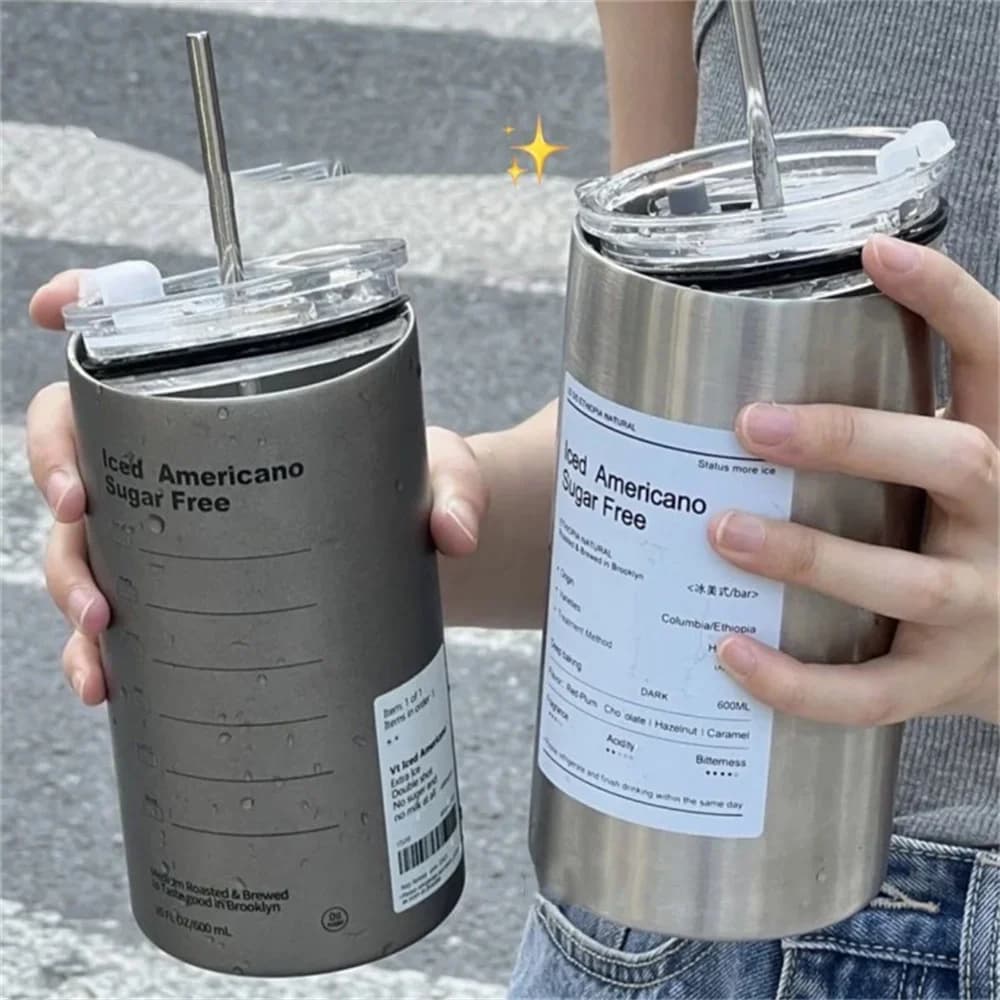 600ml Strohhalm-Thermosbecher