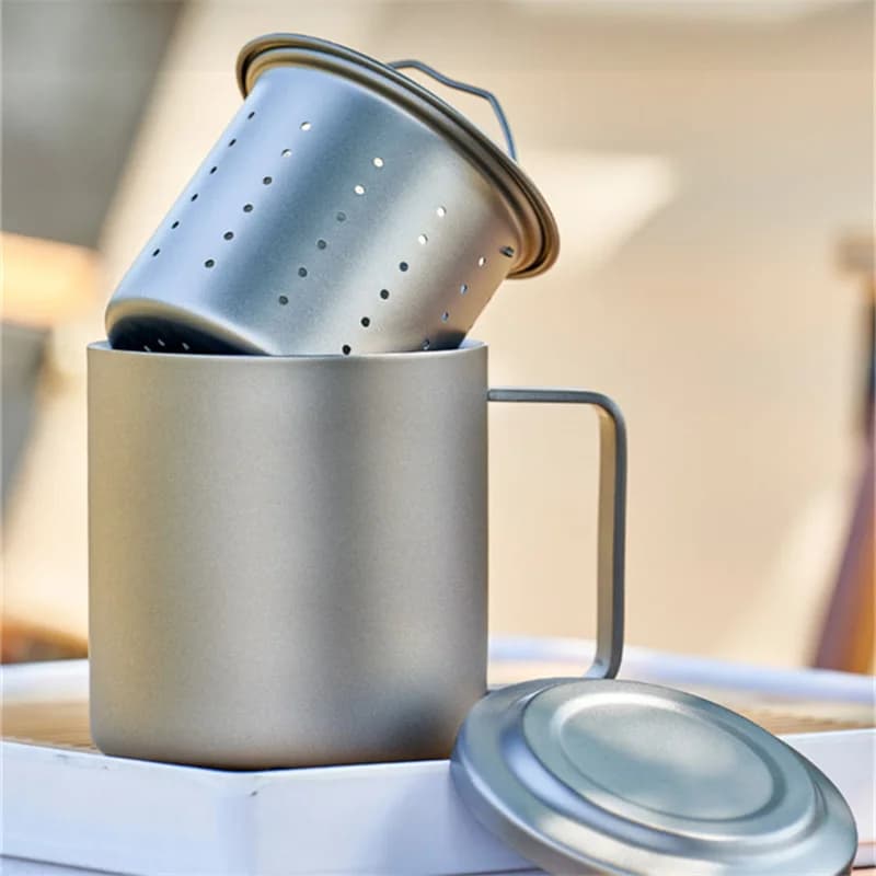 450ml Reiner Titan-Teebecher mit Teefilter